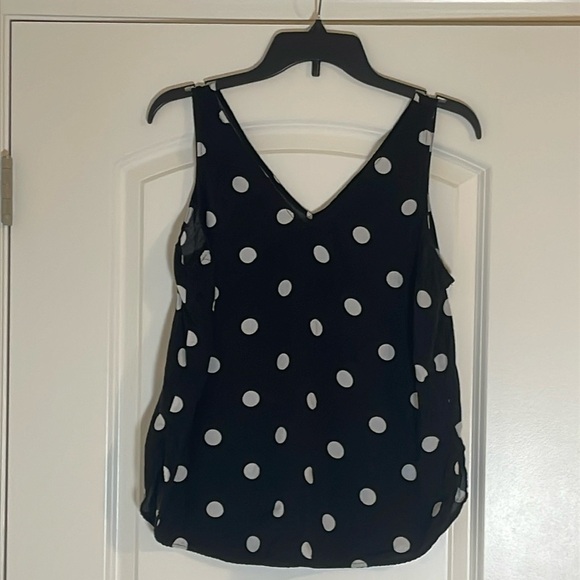 Old Navy Black And White Polka Dot Sleeveless Blouse Size L - Picture 2 of 4